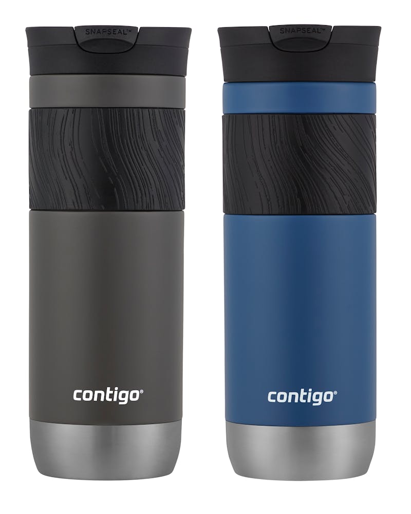 Contigo® SNAPSEAL™ Insulated Stainless Steel Travel Mug with Grip, 20oz., Blue Corn Transparent Satin & Midnight Berry ·1